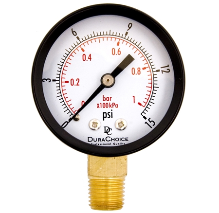DuraChoice PA204L-015 Dry Utility Pressure Gauge, 2" Dial