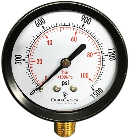 DuraChoice PA204L-K015 Dry Utility Pressure Gauge, 2" Dial