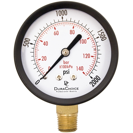 DuraChoice PA204L-K02 Dry Utility Pressure Gauge, 2" Dial