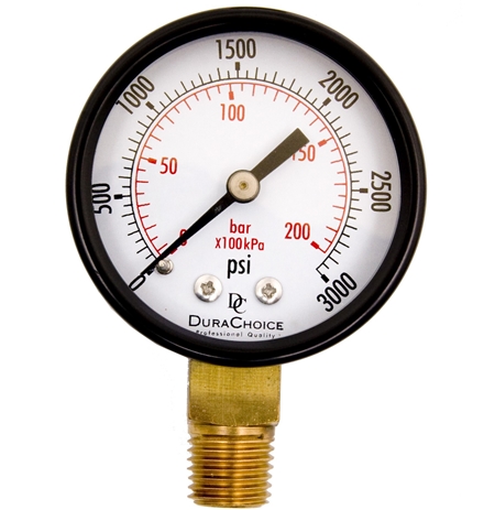 DuraChoice PA204L-K03 Dry Utility Pressure Gauge, 2" Dial