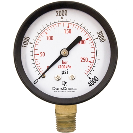 DuraChoice PA204L-K04 Dry Utility Pressure Gauge, 2" Dial