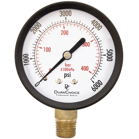 DuraChoice PA204L-K06 Dry Utility Pressure Gauge, 2" Dial