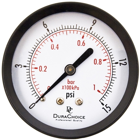 DuraChoice PA254B-015 Dry Utility Pressure Gauge, 2-1/2" Dial