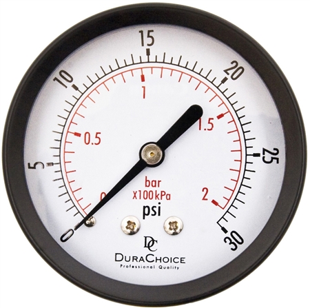 DuraChoice PA254B-030 Dry Utility Pressure Gauge, 2-1/2" Dial
