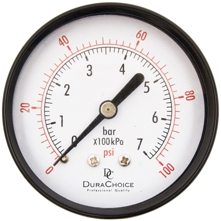 DuraChoice PA254B-100 Dry Utility Pressure Gauge, 2-1/2" Dial