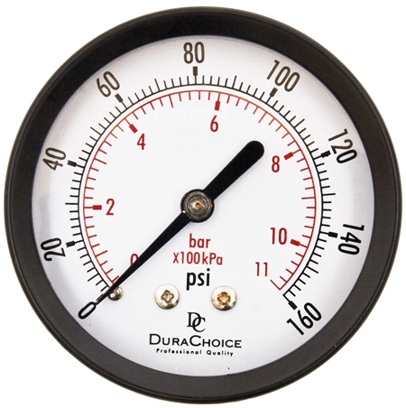 DuraChoice PA254B-160 Dry Utility Pressure Gauge, 2-1/2" Dial