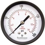 DuraChoice PA254B-200 Dry Utility Pressure Gauge, 2-1/2" Dial