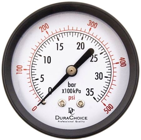DuraChoice PA254B-500 Dry Utility Pressure Gauge, 2-1/2" Dial