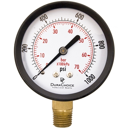 DuraChoice PA254L-K015 Dry Utility Pressure Gauge, 2-1/2" Dial