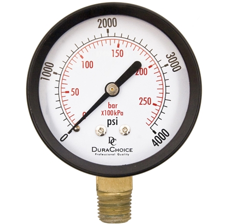 DuraChoice PA254L-K04 Dry Utility Pressure Gauge, 2-1/2" Dial