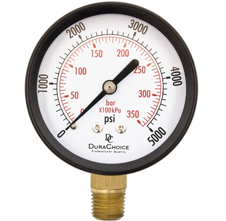 DuraChoice PA254L-K05 Dry Utility Pressure Gauge, 2-1/2" Dial