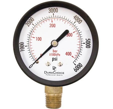 DuraChoice PA254L-K06 Dry Utility Pressure Gauge, 2-1/2" Dial