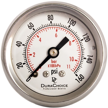 DuraChoice PB158B-160 Oil Filled Pressure Gauge, 1-1/2" Dial