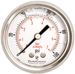 DuraChoice PB204B-100 Oil Filled Pressure Gauge, 2" Dial
