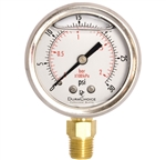 DuraChoice Oil Filled Pressure Gauge, 2" Dial, 1/4" NPT, 0-30 PSI