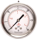 DuraChoice PB254B-030 Oil Filled Pressure Gauge, 2-1/2" Dial