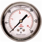 DuraChoice PB254B-300 Oil Filled Pressure Gauge, 2-1/2" Dial