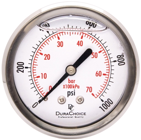 DuraChoice PB254B-K01 Oil Filled Pressure Gauge, 2-1/2" Dial