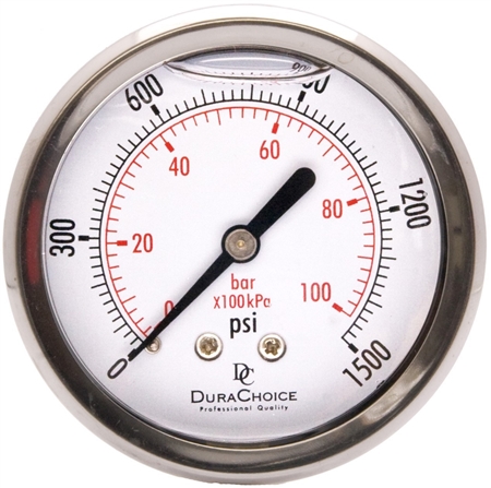 DuraChoice PB254B-K015 Oil Filled Pressure Gauge, 2-1/2" Dial