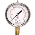 DuraChoice PB254L-015 Oil Filled Pressure Gauge, 2-1/2" Dial