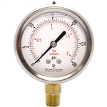 DuraChoice PB254L-030 Oil Filled Pressure Gauge, 2-1/2" Dial