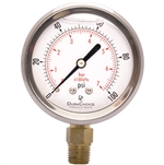 DuraChoice PB254L-100 Oil Filled Pressure Gauge, 2-1/2" Dial