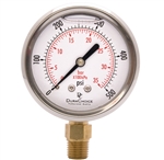 DuraChoice PB254L-500 Oil Filled Pressure Gauge, 2-1/2" Dial