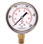 DuraChoice Oil Filled Pressure Gauge, 2-1/2" Dial, 1/4" NPT, 0-1000 PSI