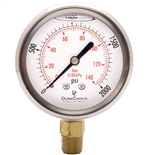 DuraChoice Oil Filled Pressure Gauge, 2-1/2" Dial, 1/4" NPT, 0-2000 PSI