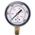 DuraChoice Oil Filled Pressure Gauge, 2-1/2" Dial, 1/4" NPT, 0-15000 PSI