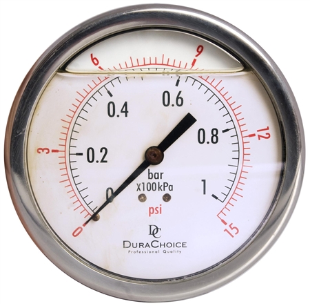 DuraChoice PB403B-015 Oil Filled Pressure Gauge, 4" Dial