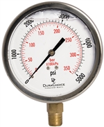 DuraChoice PB403L-K05 Oil Filled Pressure Gauge, 4" Dial