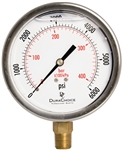 DuraChoice PB403L-K06 Oil Filled Pressure Gauge, 4" Dial