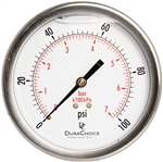 DuraChoice PB404B-100 Oil Filled Pressure Gauge, 4" Dial