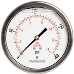 DuraChoice PB404B-200 Oil Filled Pressure Gauge, 4" Dial