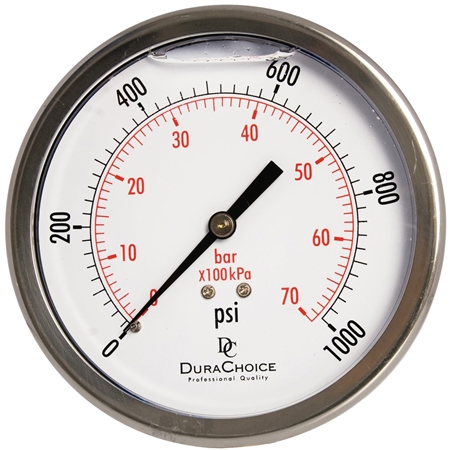 DuraChoice PB404B-K01 Oil Filled Pressure Gauge, 4" Dial