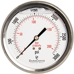DuraChoice PB404B-K03 Oil Filled Pressure Gauge, 4" Dial