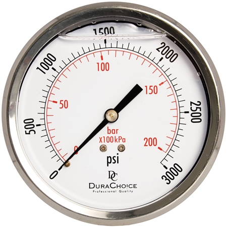 DuraChoice PB404B-K03 Oil Filled Pressure Gauge, 4" Dial