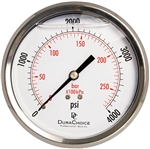 DuraChoice PB404B-K04 Oil Filled Pressure Gauge, 4" Dial