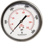 DuraChoice PB404B-K05 Oil Filled Pressure Gauge, 4" Dial
