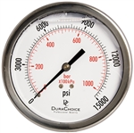 DuraChoice PB404B-K15 Oil Filled Pressure Gauge, 4" Dial