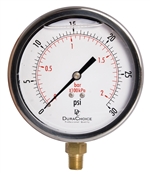 DuraChoice PB404L-030 Oil Filled Pressure Gauge, 4" Dial