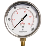 DuraChoice PB404L-K015 Oil Filled Pressure Gauge, 4" Dial