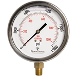 DuraChoice PB404L-K15 Oil Filled Pressure Gauge, 4" Dial