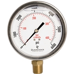 DuraChoice PB405L-K06 Oil Filled Pressure Gauge, 4" Dial