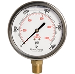 DuraChoice PB405L-K15 Oil Filled Pressure Gauge, 4" Dial