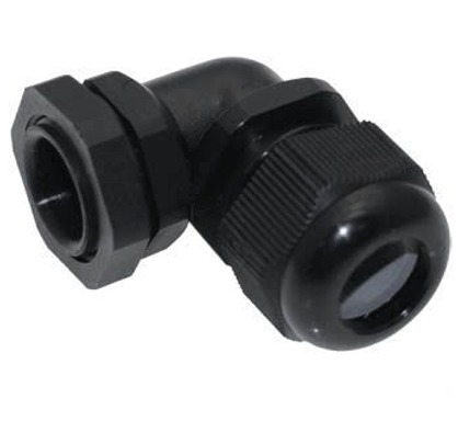 PCGA-13.5R-B PG 13.5 Black Right Angle Strain Relief Fitting