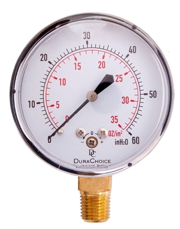 DuraChoice PL254L-035X20 Low Pressure Capsule Gauge, 2-1/2" Dial