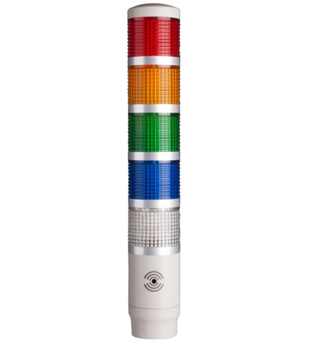 Menics PMEB-502-RYGBC 5 Tier LED Tower Light, Red/Yellow/Green/Blue/Clear