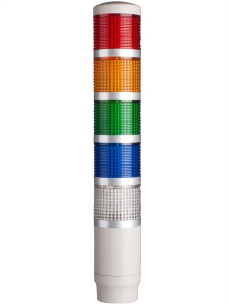 Menics PMEF-502-RYGBC 5 Tier LED Tower Light, Red/Yellow/Green/Blue/Clear